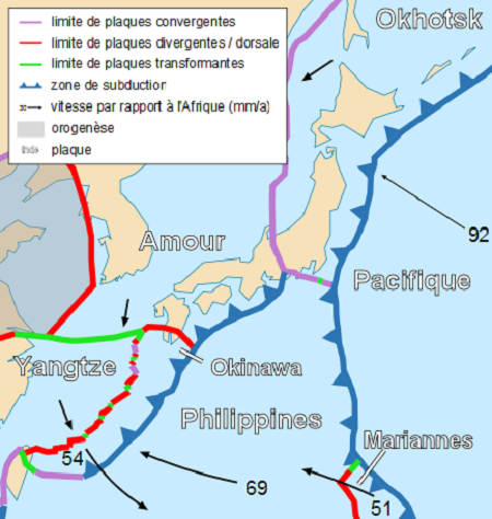carte tectonique japon