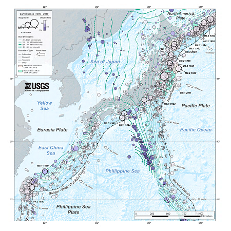 carte epicentre seismes japon