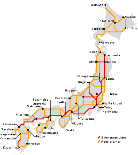lignes train japon