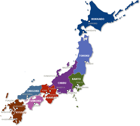 carte regions japon